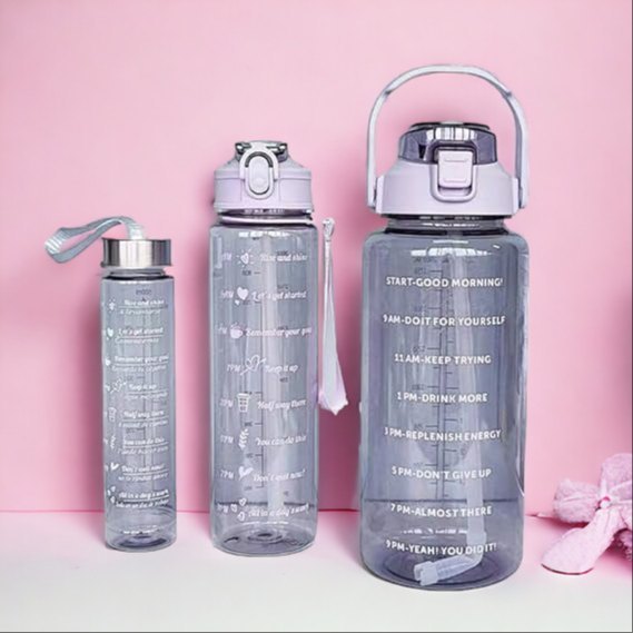 Motivational Time Marker Water Bottle Set (Pack of 3) | 2000ml, 900ml & 300ml