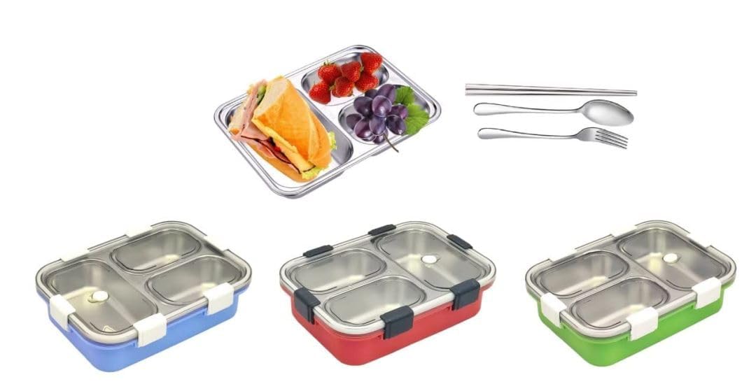3 Compartment Transperent Stainless steel Lunch Box