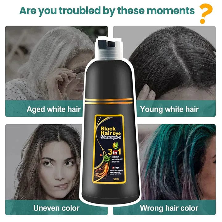 3-in-1 Black Hair Dye Shampoo (Ayurvedic No Side Effect) - 100% Grey Coverage