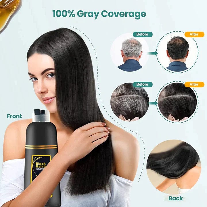 3-in-1 Black Hair Dye Shampoo (Ayurvedic No Side Effect) - 100% Grey Coverage