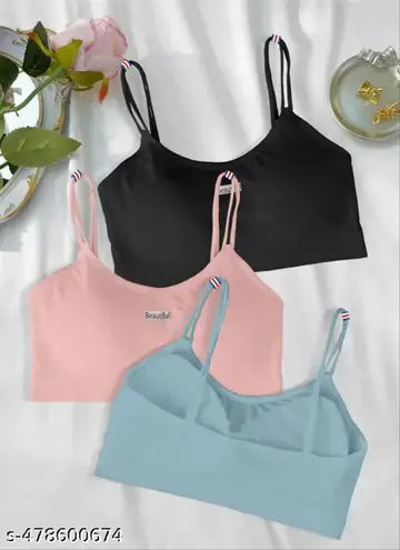 Combo Pack of 2 New Stylish Women Short Bralette Sports Gyming Running Bra (Brown Grey Black Any 2 Color)