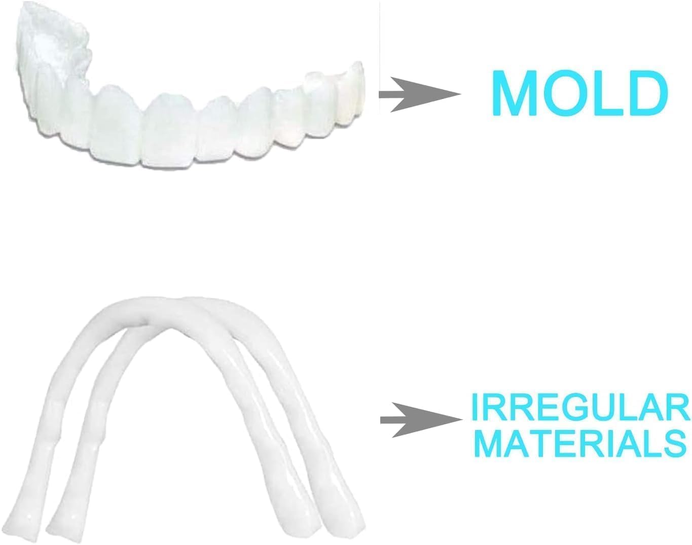 BELOXY Snap-On Instant Perfect Smile Veneers Comfortable Flex Fit Dentures for Top & Bottom Teeth White Tooth Cosmetic Cover PACK OF 1 (5) (5) (5) (1)