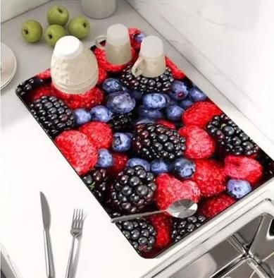 Dish Drying mat Grey 40x30 cm- Set of 2