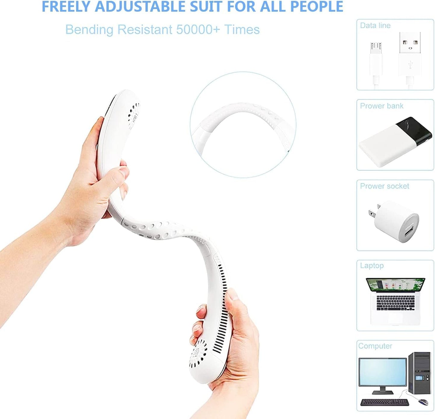 Zorill Portable Rechargeable Neck Fan 20Hrs Play