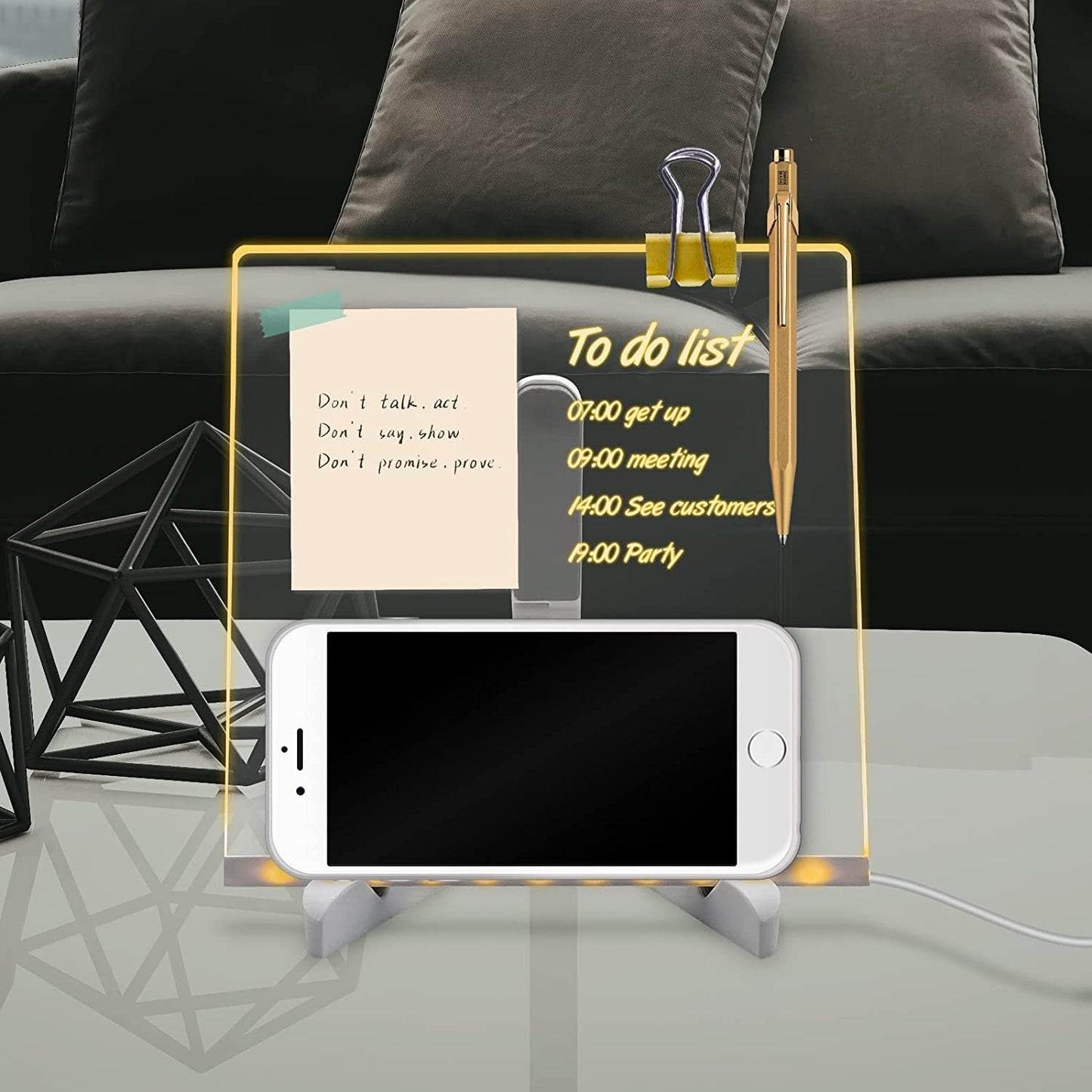 3D LED Acrylic Board, Write & Erase Board with Light and with 13 Coloured Pens (20X30 CM)