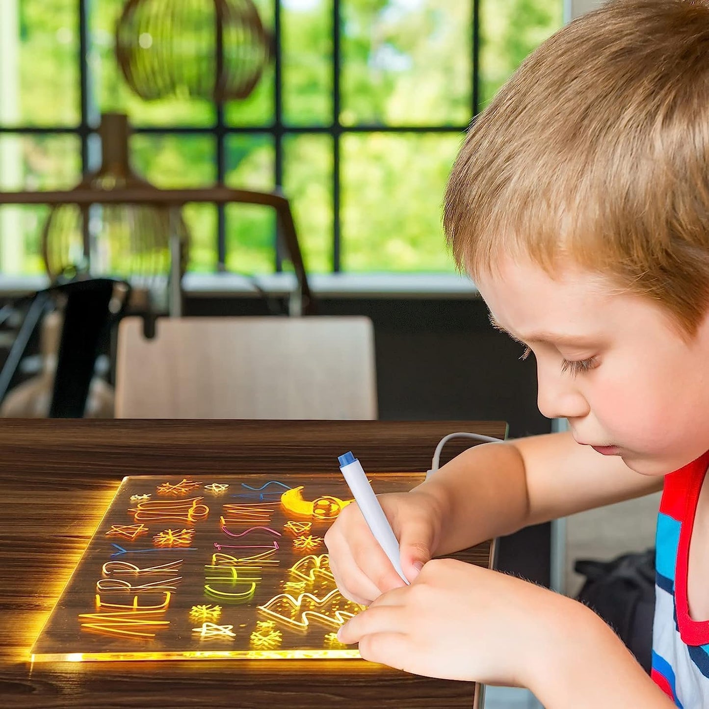 3D LED Acrylic Board, Write & Erase Board with Light and with 13 Coloured Pens (20X30 CM)