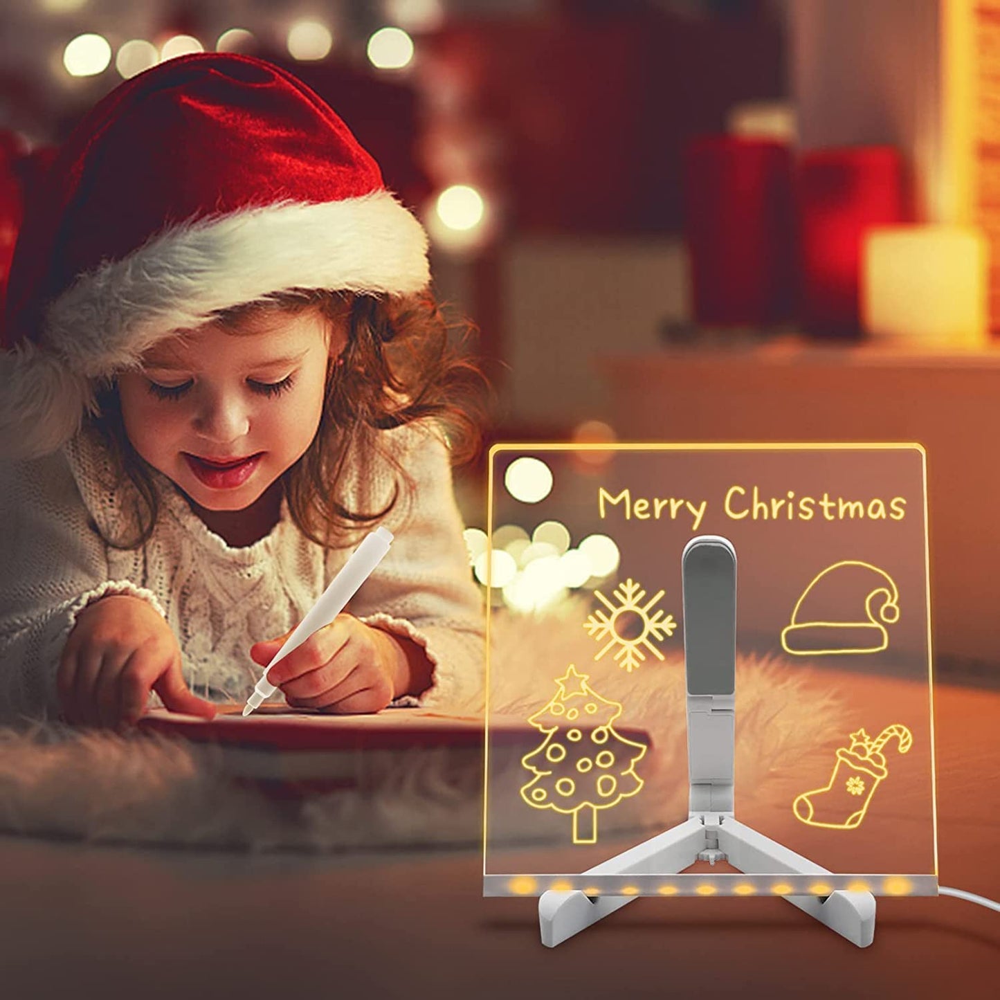 3D LED Acrylic Board, Write & Erase Board with Light and with 13 Coloured Pens (20X30 CM)