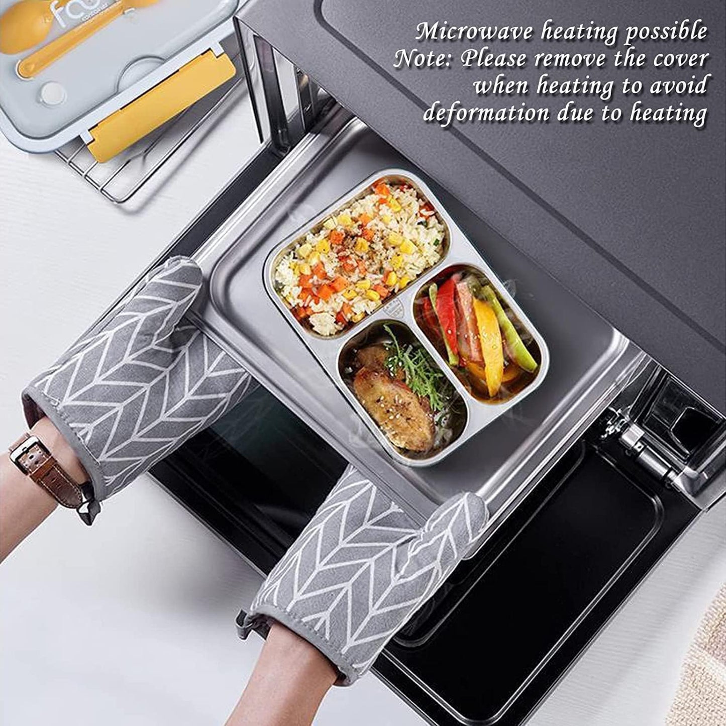 3 Compartment Transperent Stainless steel Lunch Box