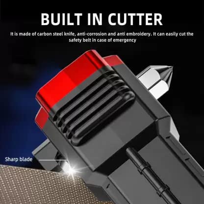 Rechargeable LED Emergency Torch Light with Hammer, Seat Belt Cutter, and Power Bank – Multifunctional Flashlight for Camping, Car Emergencies, and Outdoor Adventures – 4 Light Modes, USB Charging