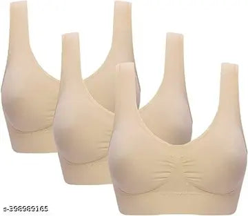 Women's Cotton Solid Non Padded Air Bra (Pack of 3)