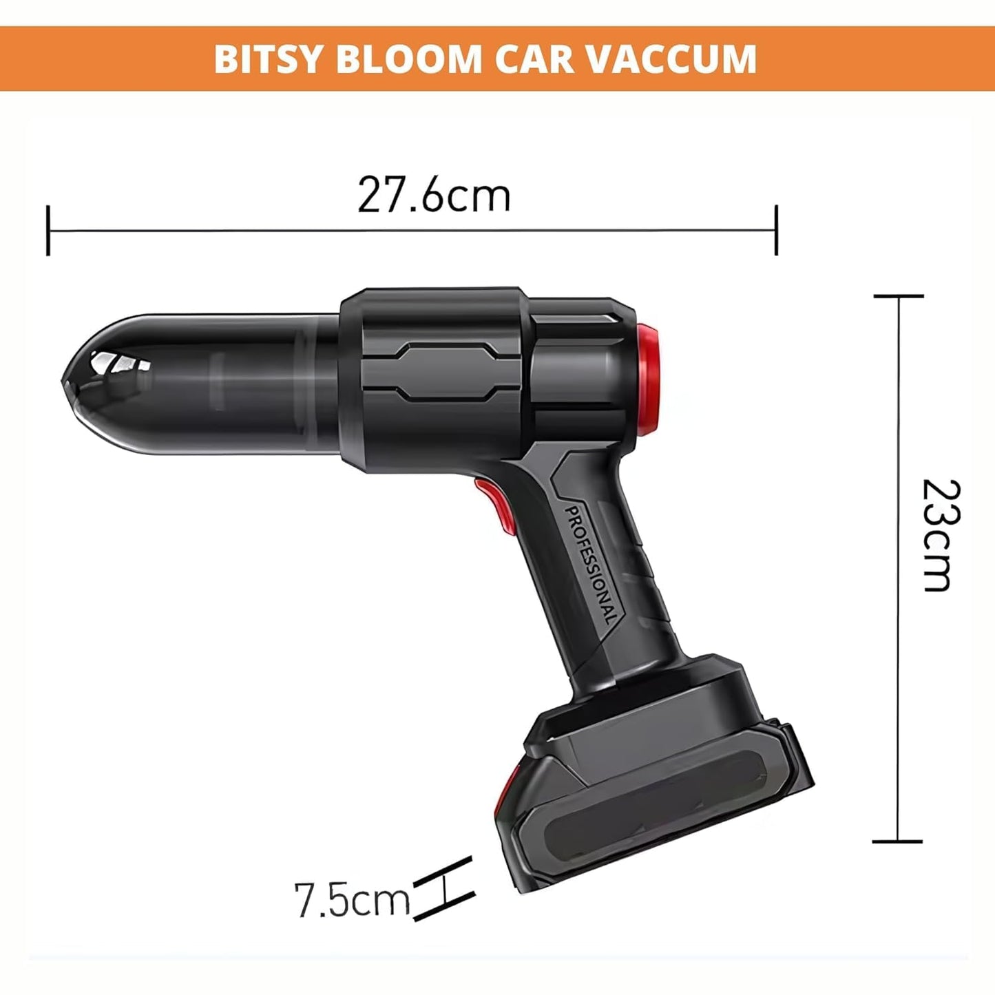 Handheld Cordless Car Vacuum Cleaner – 21000pa with High-Power Suction