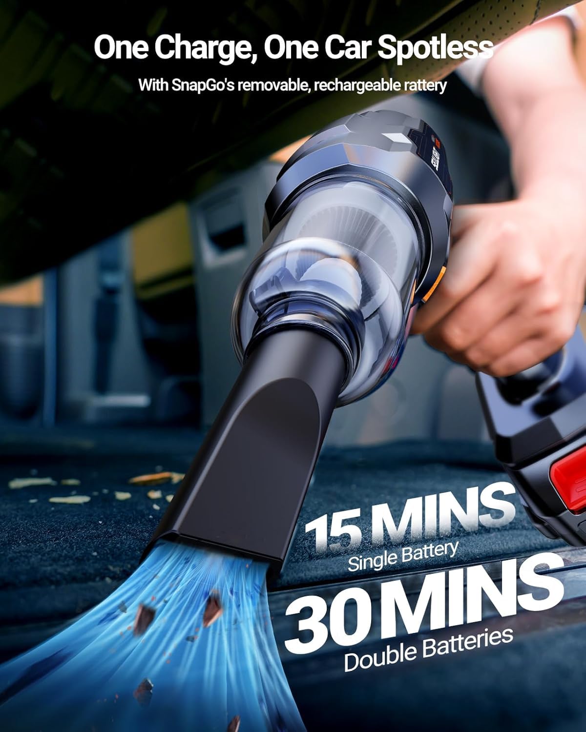 Handheld Cordless Car Vacuum Cleaner – 21000pa with High-Power Suction